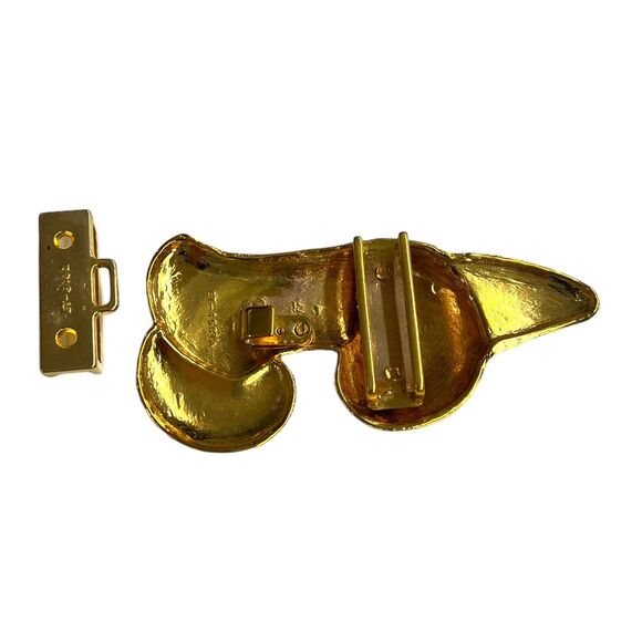 Vintage Tracy Maxwell Gold Tone Abstract Belt Buckle With 2 Interchangeable Belt - Picture 4 of 7